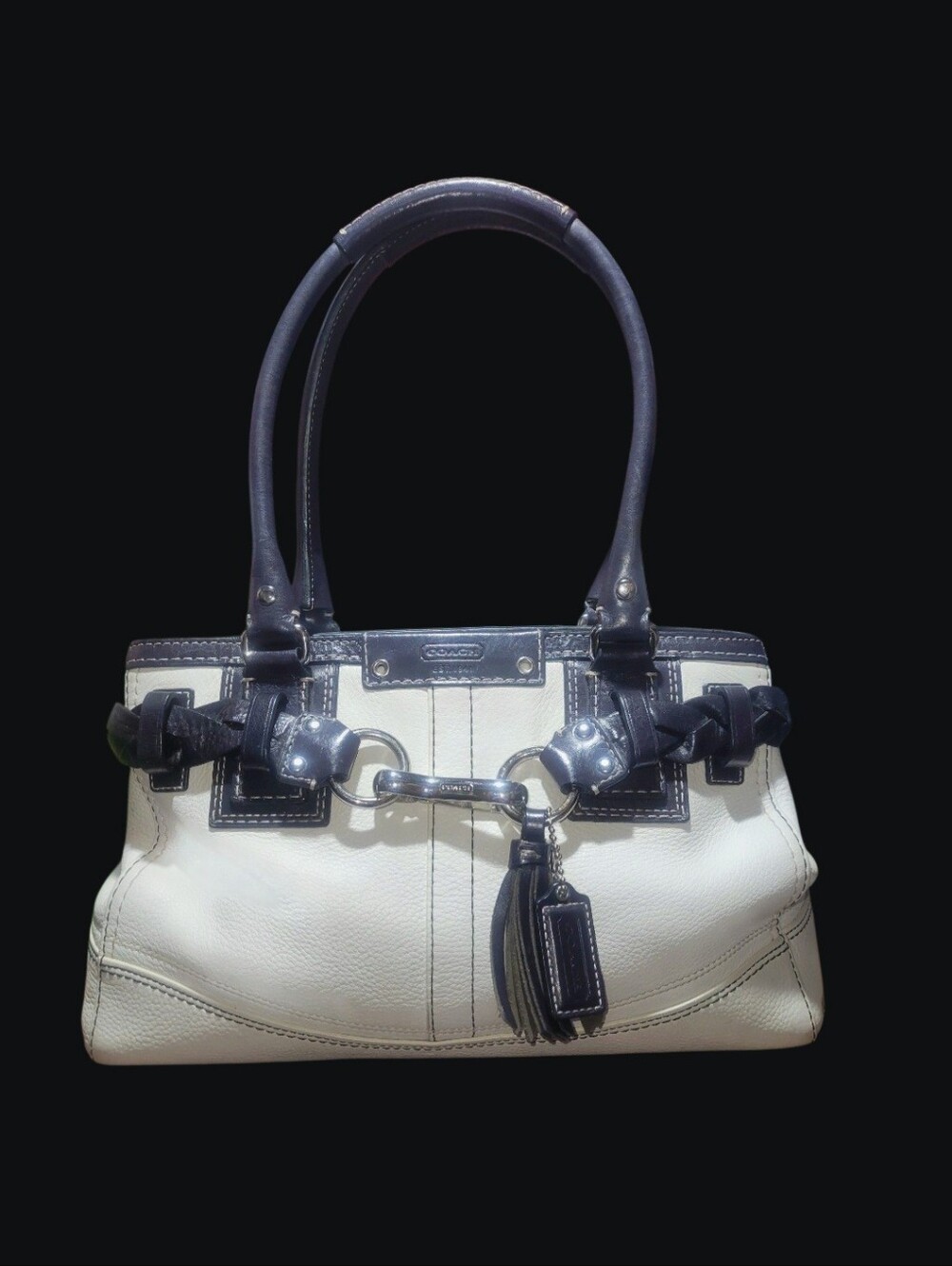 Coach Hamptons Braided Leather Satchel / Carryall (Model F13084),